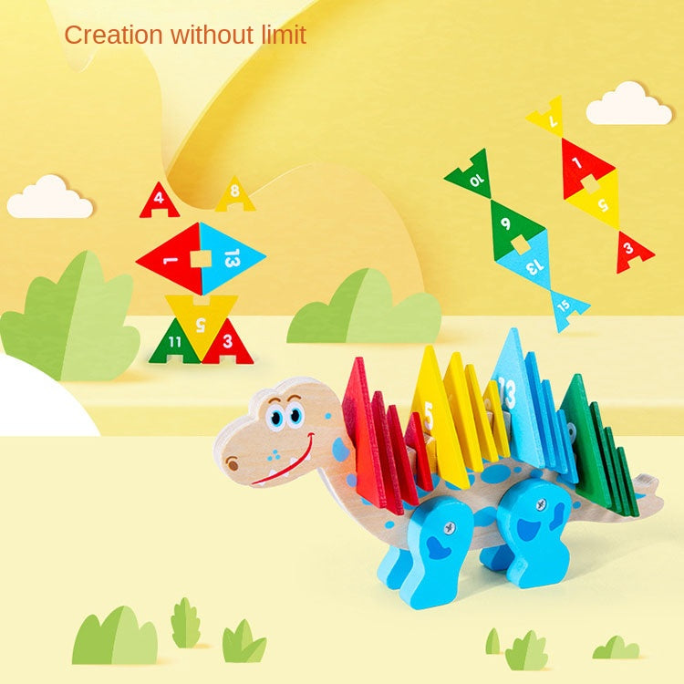 Children's Puzzle Desktop Puzzle Building Blocks Dinosaur Pattern Toys Exercise Baby's Color Cognition