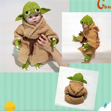 Hot Star Wars Yoda Outfits Crochet Baby Yoda Costume Newborn Baby Yoda Photography Props Knitted Cartoon Clothing