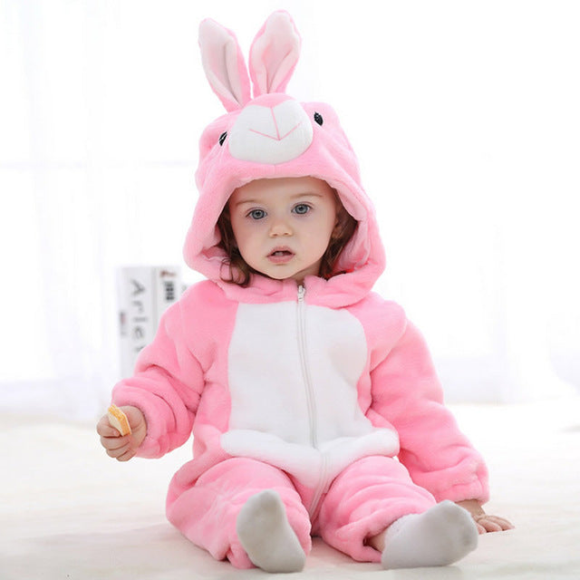 Cute Cartoon Flannel Baby Rompers Novelty Rabbit Cotton Baby Boys Girls Animal Rompers Stitch Baby's Sets kigurumi New born