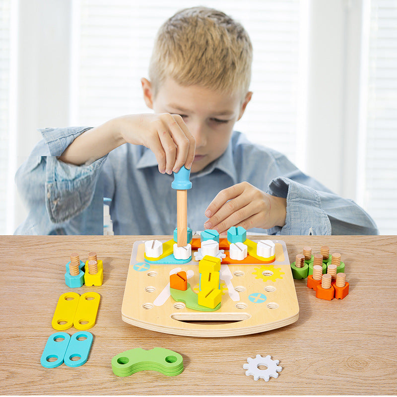 Children's toy fun nut combination early education puzzle teaching tool solid wood creative teaching tool for male and female babies