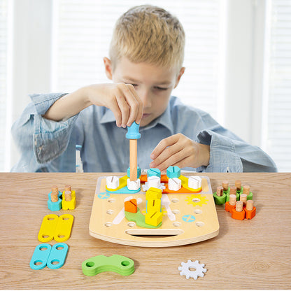 Children's toy fun nut combination early education puzzle teaching tool solid wood creative teaching tool for male and female babies