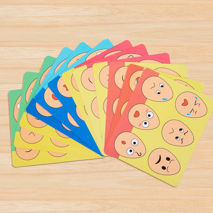 Wooden children's early education fun expression egg matching game, children's concentration training interactive puzzle toy