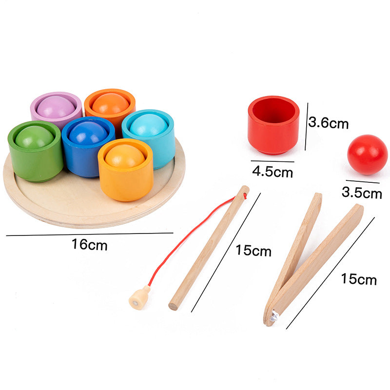 Children's magnetic ball and cup color classification matching clip ball clip ball clip ball game wooden toy