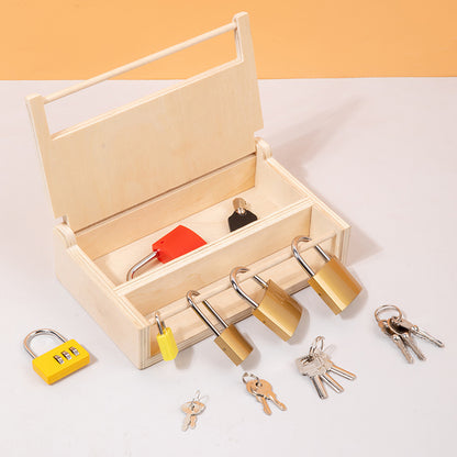 Wooden early childhood education unlocking Montessori unlocking toys baby keys unlocking boxes Montessori teaching aids