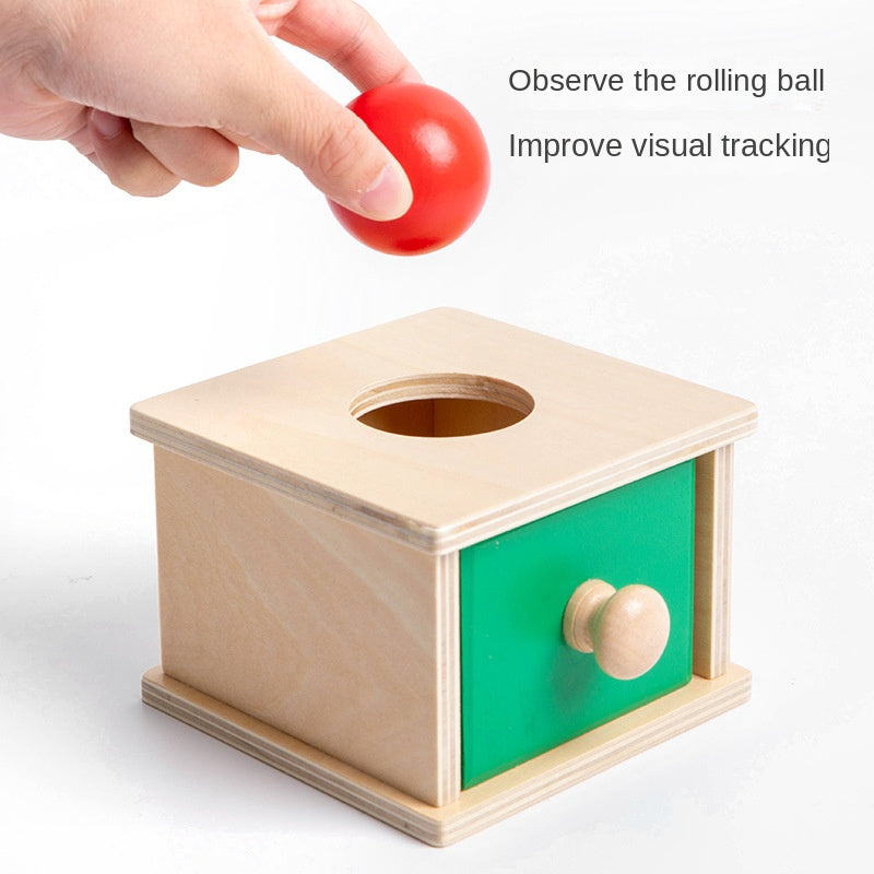Wooden Montessori teaching aid drawer game educational toy 2-in-1 coin operated pitching box