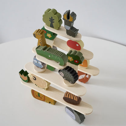 Wooden multifunctional animal balance toys, puzzle stacking blocks, children's early education stacking high parent-child interactive toys