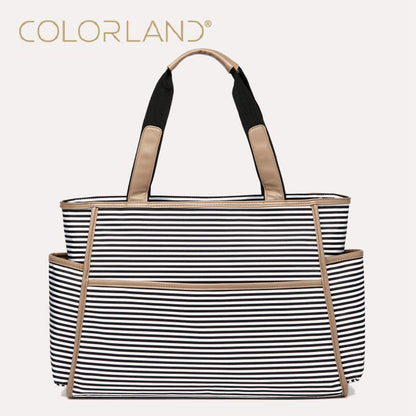 Colorland Black White Stripes Baby Diaper Bag Organizer Fashion Mummy Maternity Bag Travel Messenger Changing Nappy Bags Handbag