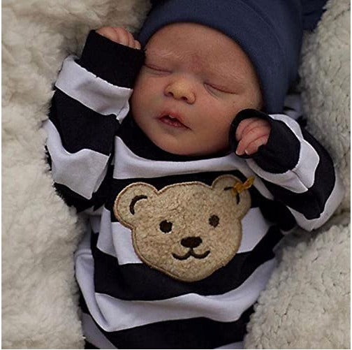 Simulated baby rebirth doll with visible 3D skin veins and blood streaks