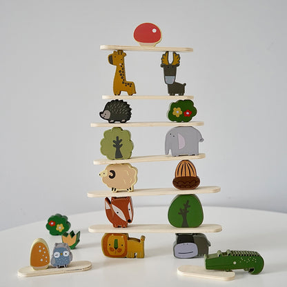 Wooden multifunctional animal balance toys, puzzle stacking blocks, children's early education stacking high parent-child interactive toys