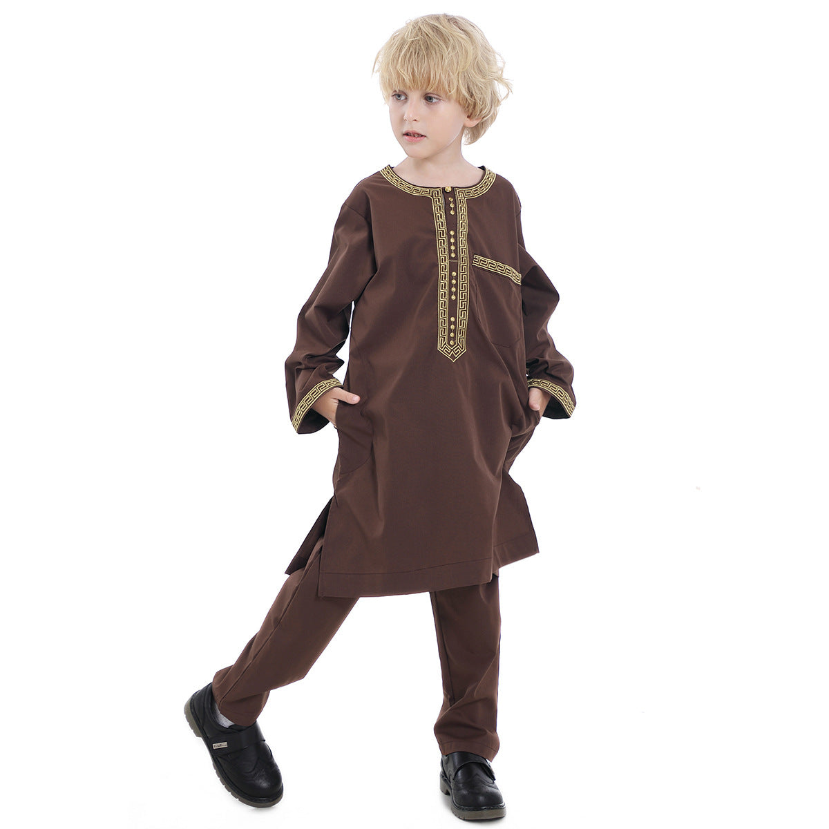 Middle Eastern teenage boy embroidered robe set