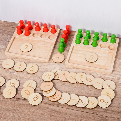 Wooden children's early education numerical arithmetic ten grid array mathematics enlightenment color small person pairing puzzle toy