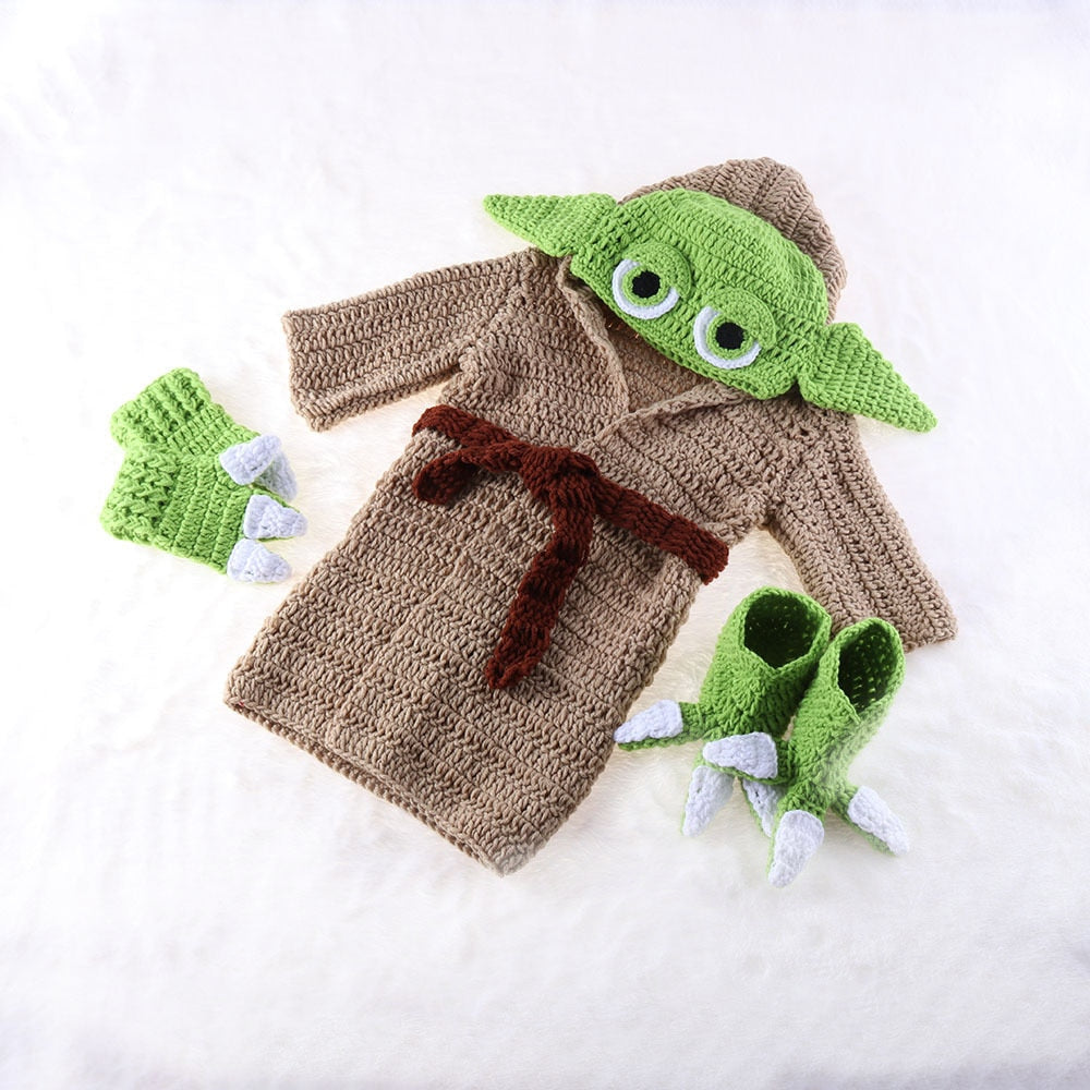 Hot Star Wars Yoda Outfits Crochet Baby Yoda Costume Newborn Baby Yoda Photography Props Knitted Cartoon Clothing