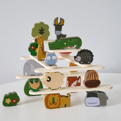 Wooden multifunctional animal balance toys, puzzle stacking blocks, children's early education stacking high parent-child interactive toys