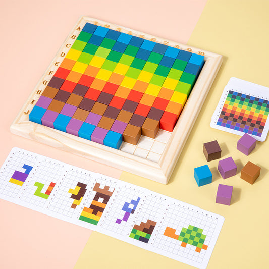 Color counting block, cube building block, color recognition sorting, stacking puzzle, children's puzzle, early education, wooden toy