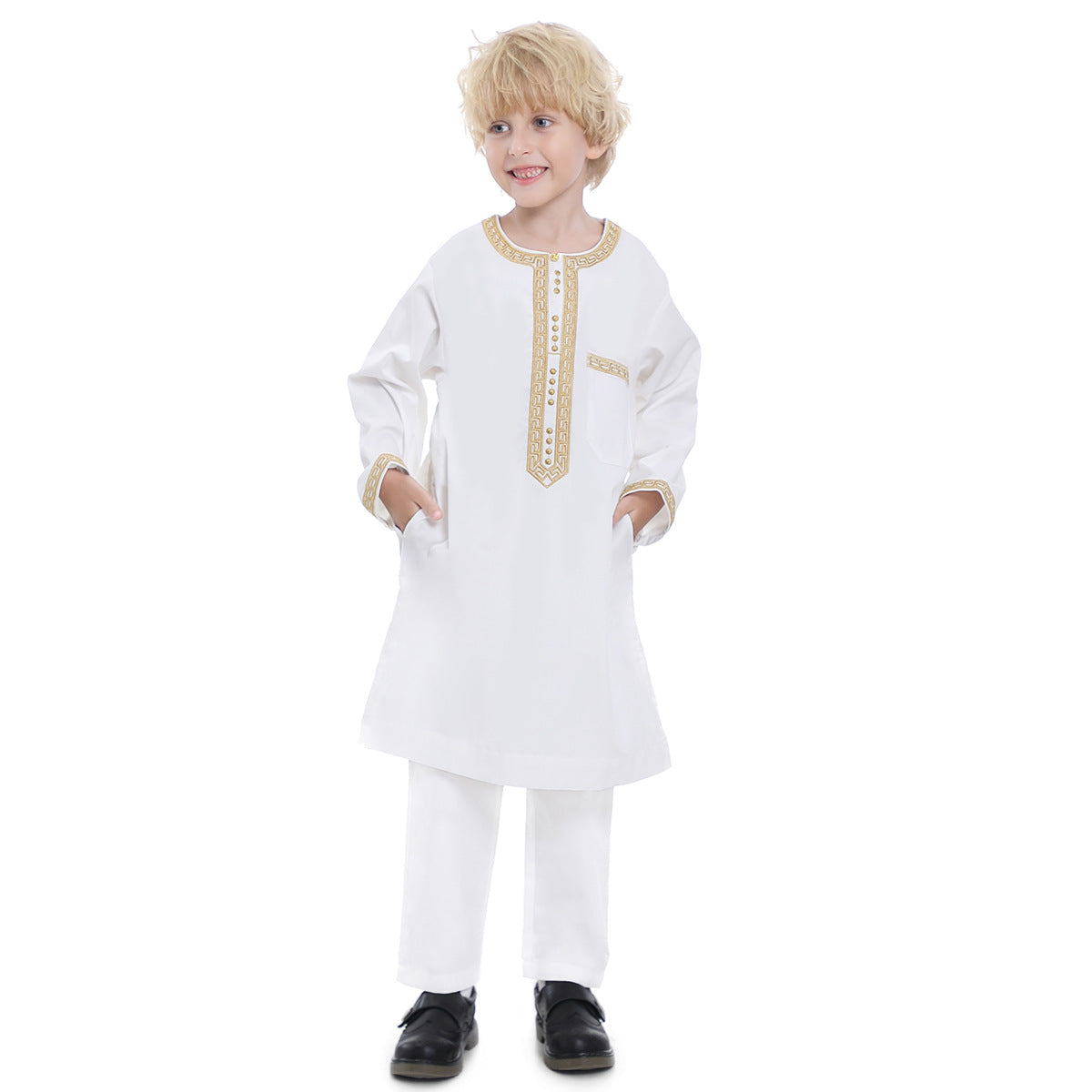 Middle Eastern teenage boy embroidered robe set