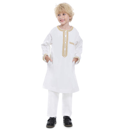 Middle Eastern teenage boy embroidered robe set