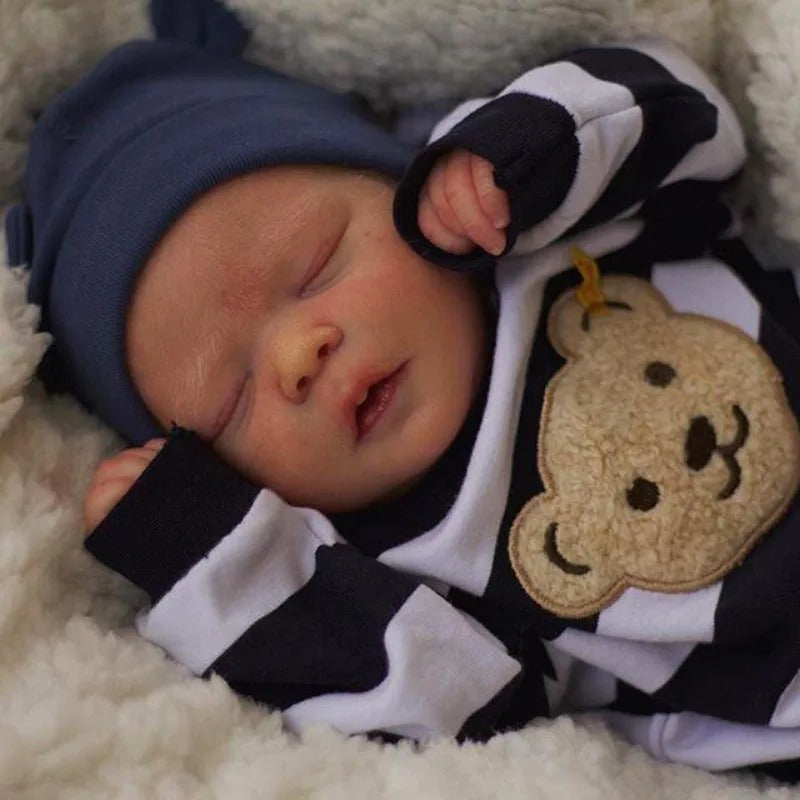 Simulated baby rebirth doll with visible 3D skin veins and blood streaks