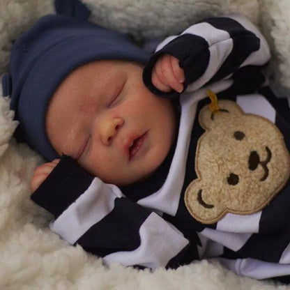 Simulated baby rebirth doll with visible 3D skin veins and blood streaks
