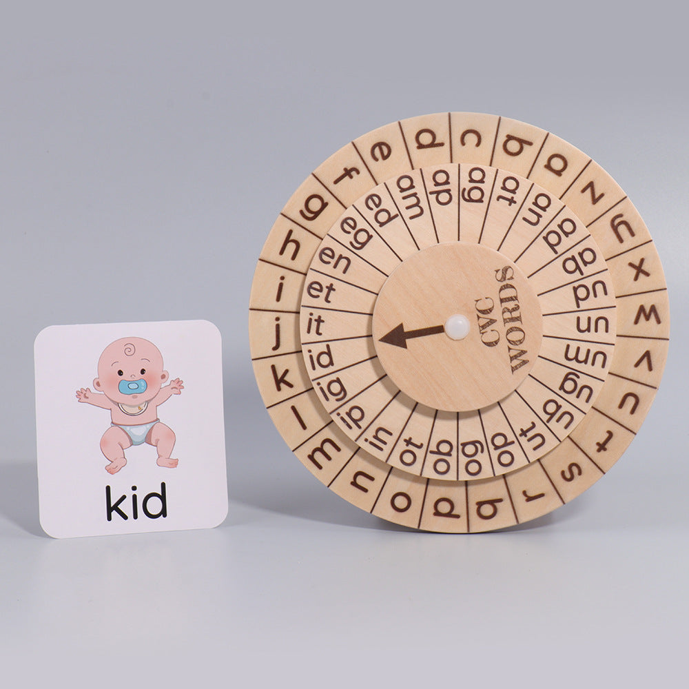 English spelling game natural phonics spinning wheel vowel recognition Montessori early education toys