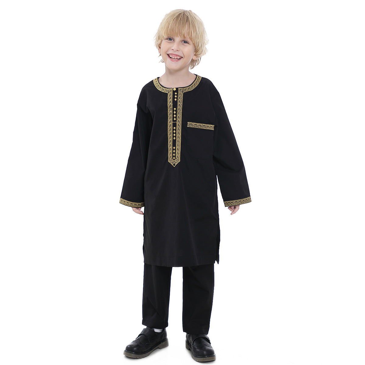 Middle Eastern teenage boy embroidered robe set