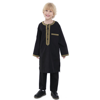 Middle Eastern teenage boy embroidered robe set