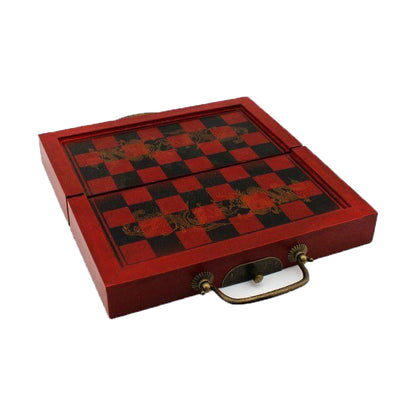 Terra Cotta Warriors, chess, three-dimensional characters, gifts, antique chess, small size, folding chessboard, chess, portable gifts