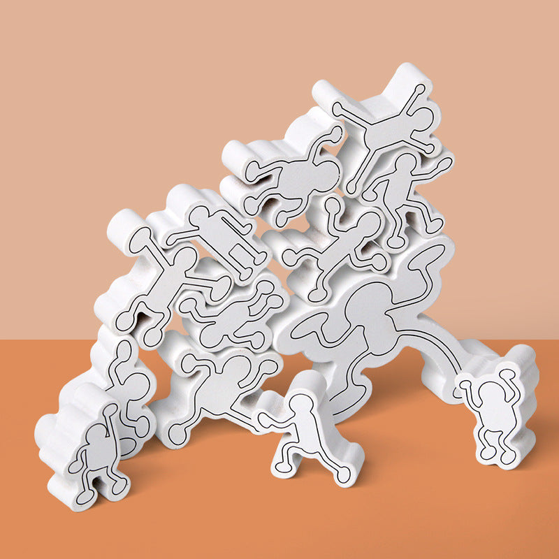 Christmas toy gift mini irregular little person stacking high children's early education puzzle balance stacking music focus training building block toys