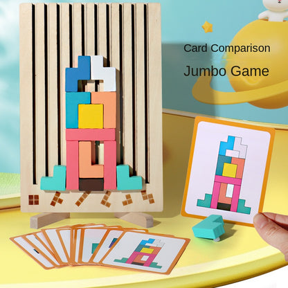 Multi functional Tetris block puzzle, children's intellectual and thinking training, wooden toys for girls and boys