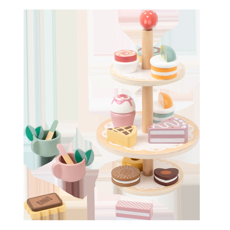 Children's Wooden Home Decor Dessert Set Wooden Christmas Toy Gift Set