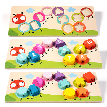 Geometric Shape Cognitive Matching Toys, Children's String Panel, Handheld Board, Jigsaw Puzzle, and Board Assembly Teaching Aids