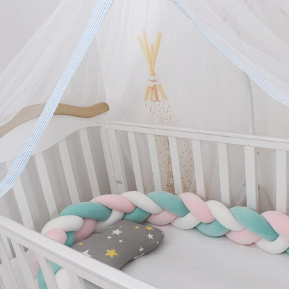 100cmBaby Bumper Bed Braid Knot Pillow Cushion Bumper for Infant Kids Crib Protector Cot Bumper Room Decor Anti-collision Bumper