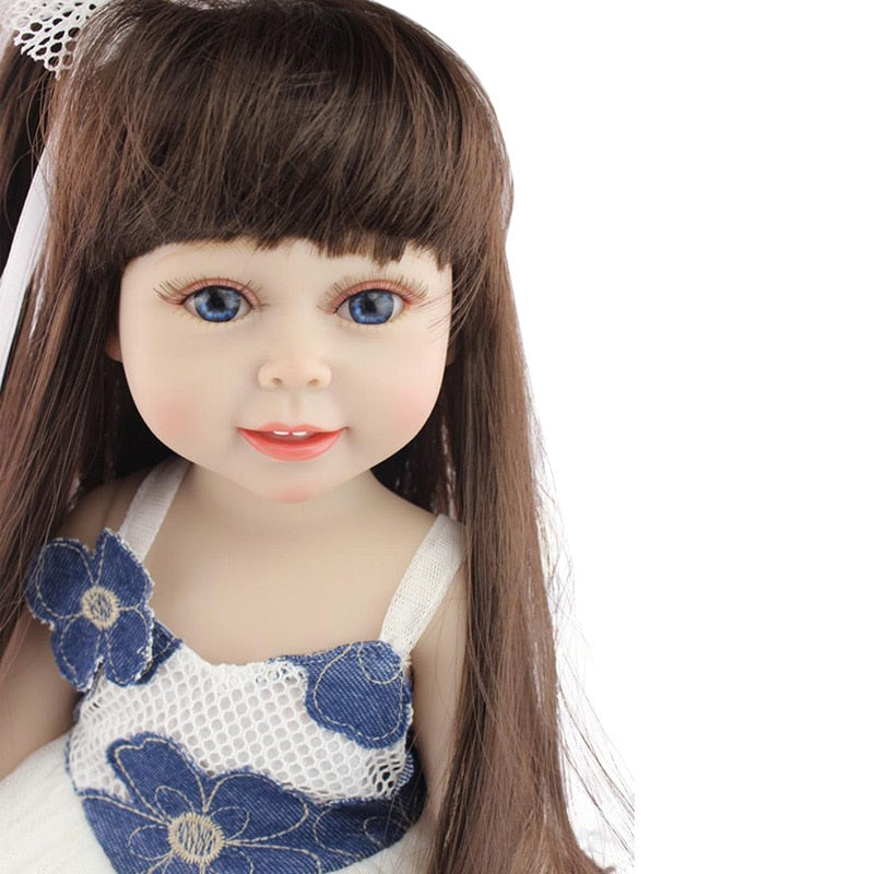 18'' Girl Doll Handmade Full Body Silicone Reborn Baby Dolls Realistic Vinyl Toddler Doll Toy for Christmas Collection