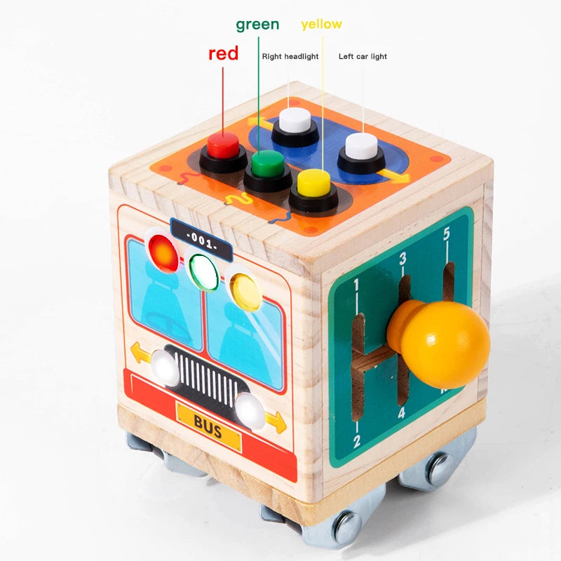 Wooden toys busy bus boys and girls Montessori early education simulation early education kindergarten puzzle toys