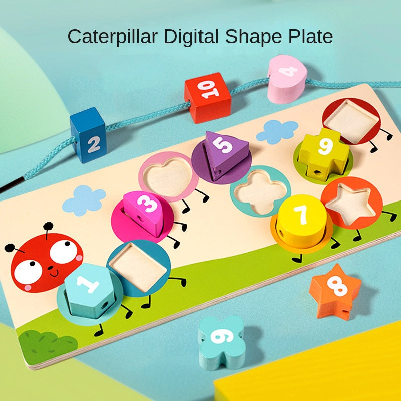 Geometric Shape Cognitive Matching Toys, Children's String Panel, Handheld Board, Jigsaw Puzzle, and Board Assembly Teaching Aids