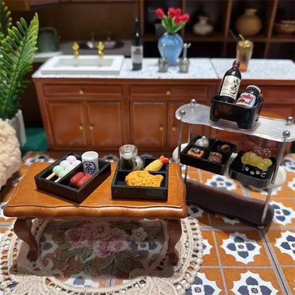 Dollhouse Japanese Cuisine Food 5-Piece Set Miniatures Model Kitchen Accessories Kids Pretend Play Toys Ornament Model Set Gifts