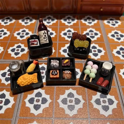 Dollhouse Japanese Cuisine Food 5-Piece Set Miniatures Model Kitchen Accessories Kids Pretend Play Toys Ornament Model Set Gifts