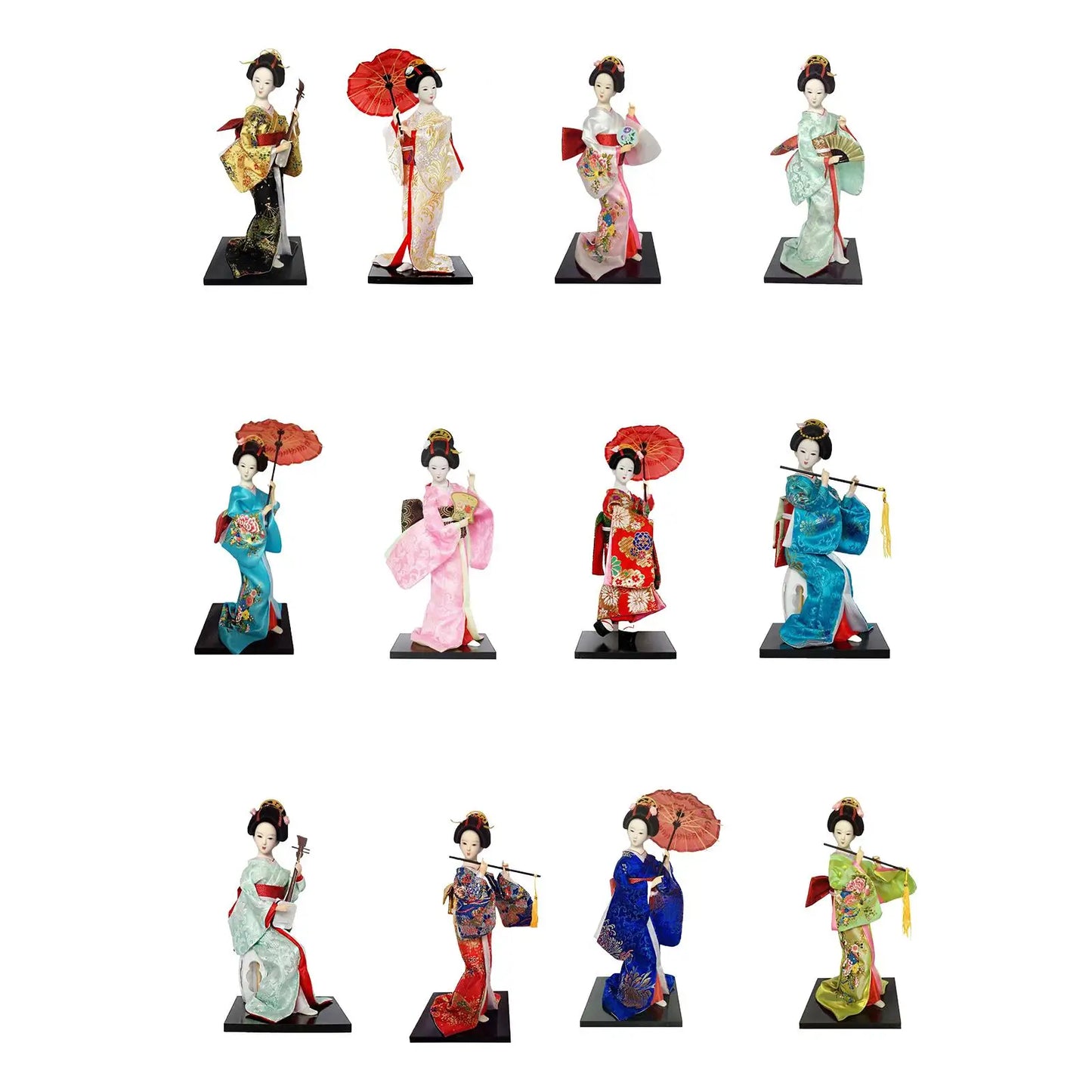 12" Japanese Geisha Collectible Figurine Kimono Dolls Asian Geisha Doll Girl Statue for Home Office Shelf Table Decoration